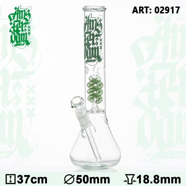 Bong en verre Amsterdam-H:37cm- Ø:50mm-SG:18.8mm-ice noches