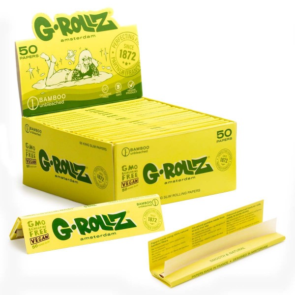 G-Rollz | Bamboo Unbleached - 50 KS Slim Papers (50 Booklets Display)