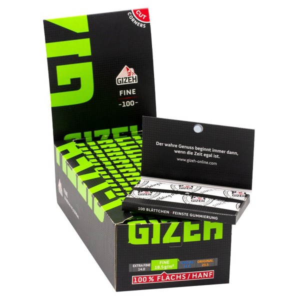 Gizeh | Black Fine 100 sheets in one booklet and 20 booklets in a display - Length: 68mm - Width: 36