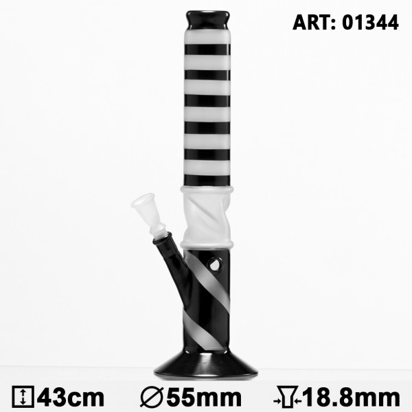 Sand Glass Bong- Black & White - H:43cm - Ø:55mm - Socket:18.8mm