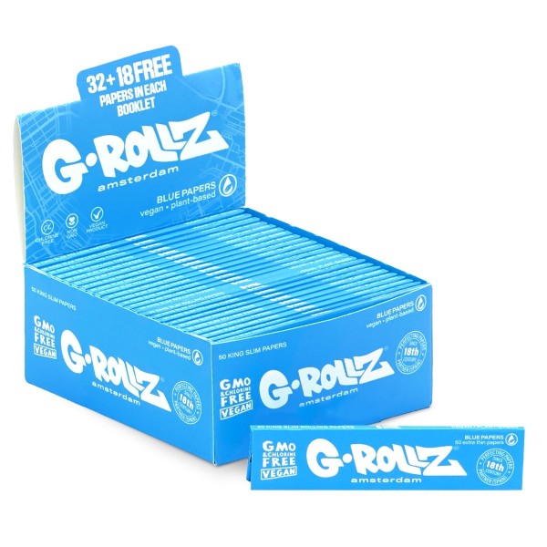 G-Rollz | Lightly Dyed Blue - 50 KS Slim Papers (50 Booklets Display)