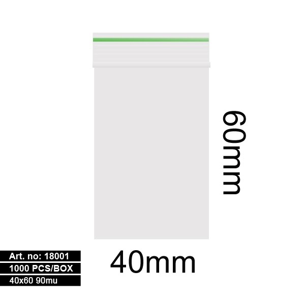 Plastic bags - 1000stk 40x60mm 90mu GREEN