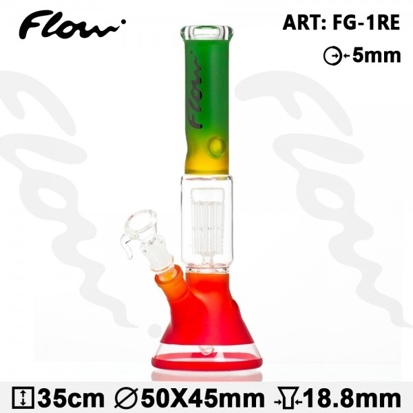Flow | Beaker Bong Glass -Rasta- H:35cm-Ø:45mm- SG:18.8mm
