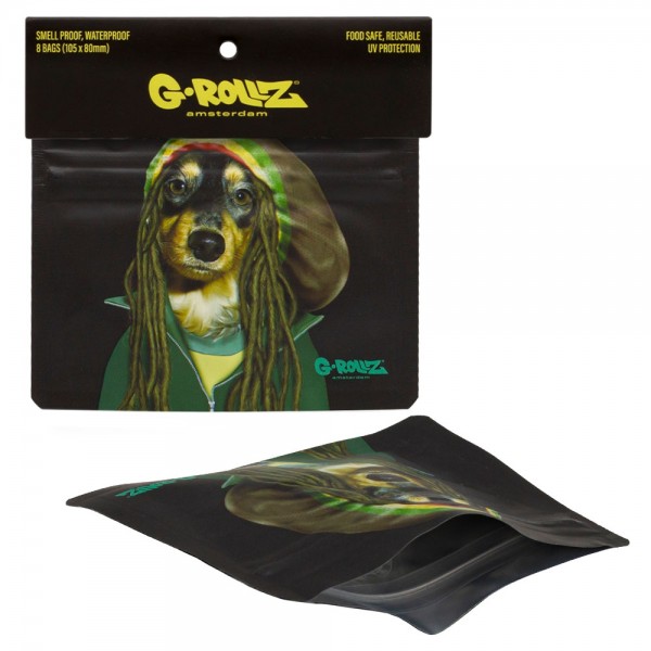 G-Rollz | &#039;Reggae&#039; 105x80 mm Smellproof Bags - 8pcs in Display