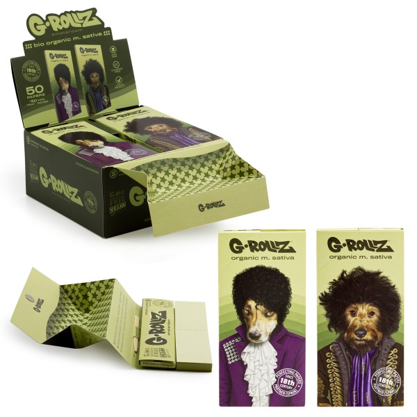 G-ROLLZ | 'Psychedelic - Roxy' - Medicago Sativa Extra Thin - 50 KS Papers + Tips & Tray