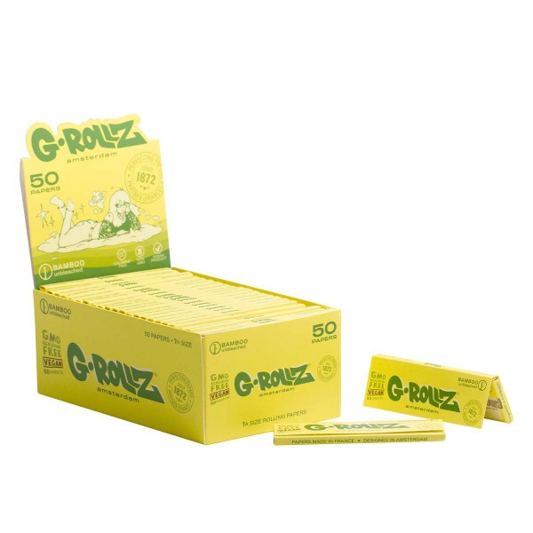 G-ROLLZ | Bambou non blanchi - 50 papiers &#039;1¼&#039; (Présentoir de 50 livrets)