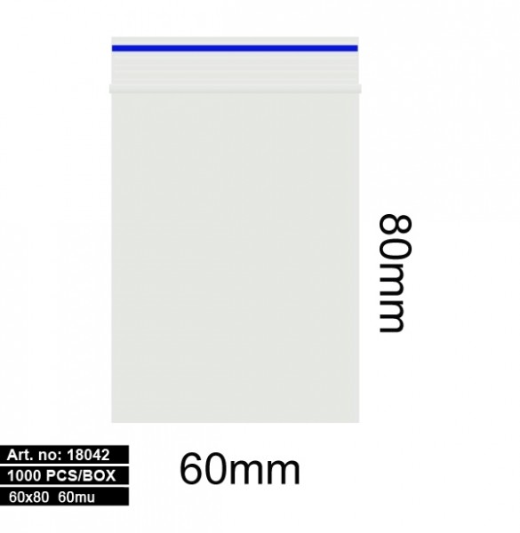 Plastic bags - 1000stk 60x80mm 60mu BLUE