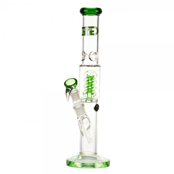 Grace Glass | Green Cane H:37cm Ø:55/45mm WT:5mm (circa) SG:18.8mm 1x Spiral perc - ice notches