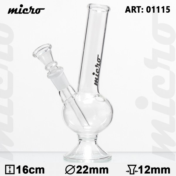 Micro | Bouncer Hangover Glass Bong - H:16cm - Ø:22mm - Socket:12mm