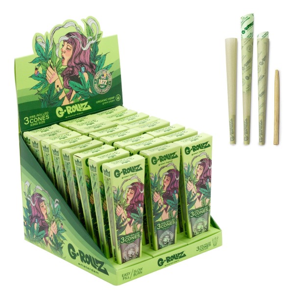 G-Rollz | Collector &quot;Colossal Dream&quot; Organic Green Hemp - 3 KS Cones (24 Packs Display)