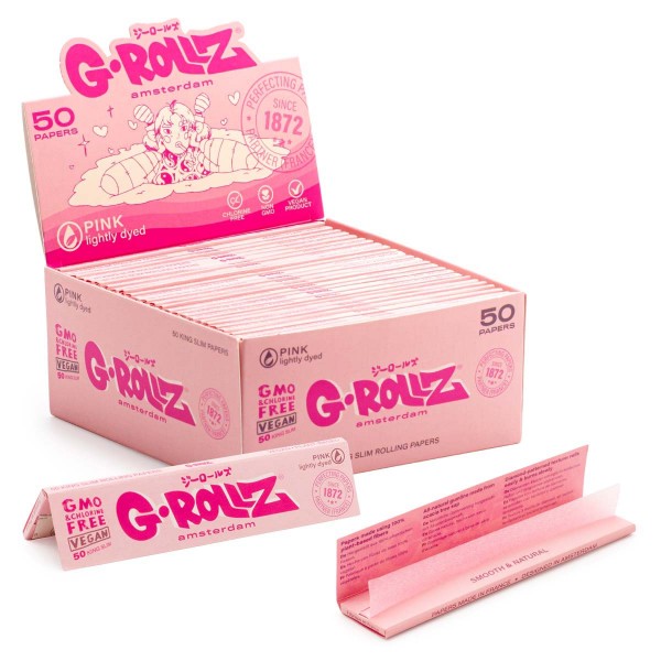 G-Rollz | Lightly Dyed Pink - 50 KS Slim Papers (50 Booklets Display)