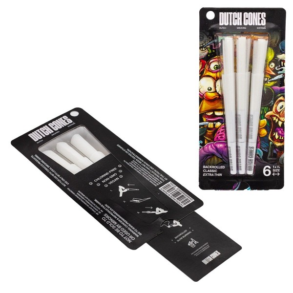 Dutch Cones | 1 1/4 Size White Pre-Rolled Cones 6pcs in pack &amp; 50 packs in Display