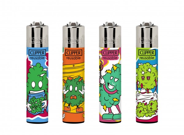 Clipper | High Gang refillable lighters with mixed designs - 48pcs in display