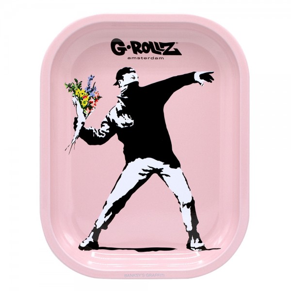 G-ROLLZ | Banksy&#039;s &#039;Flower Thrower Pink&#039; Small Tray 14x18 cm