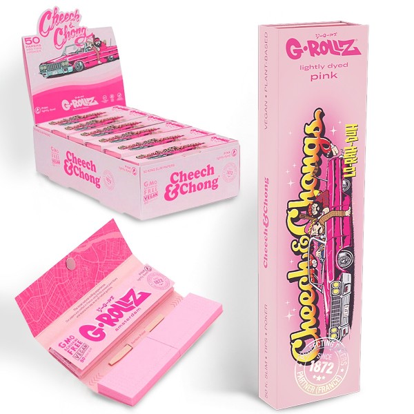 G-Rollz | Cheech &amp; Chong(TM) &#039;Lowrider&#039; Pink - 50 KS Papers + Tips (24 Booklets Display)