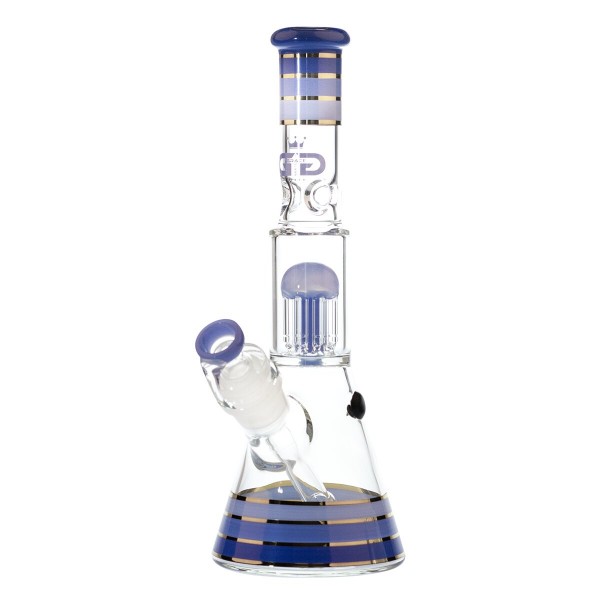 Grace Glass | Golden Line Blue Beaker Tree arm perc Bong H:32cm Socket:29.2mm TH:5mm