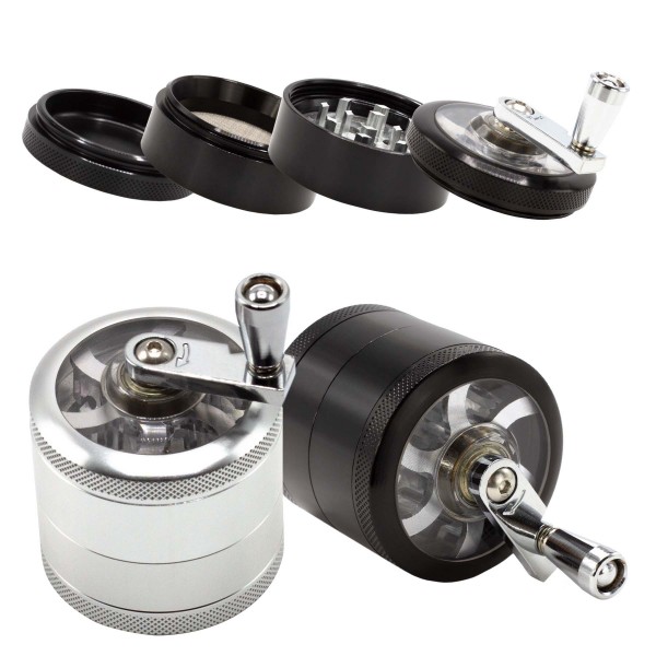 Amsterdam | Crank and Windows Grinders - 4part - Ø:63mm - 6pcs/display- Black and Silver