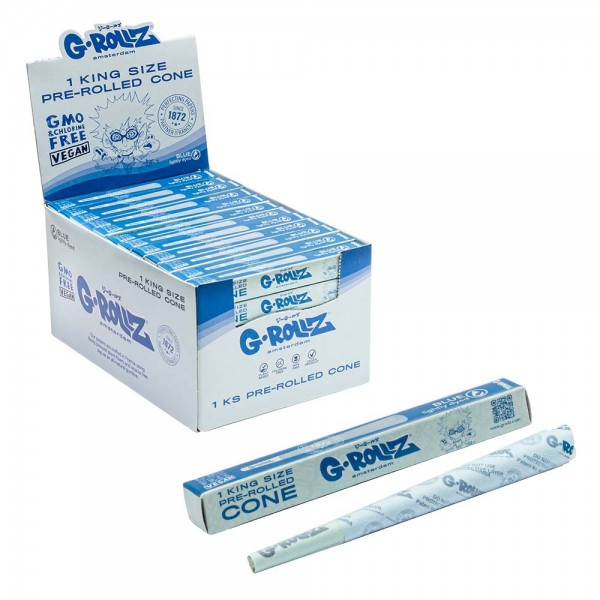 G-ROLLZ | KS Lightly Dyed Blue Pre-Rolled Single Cones 72pcs in Display