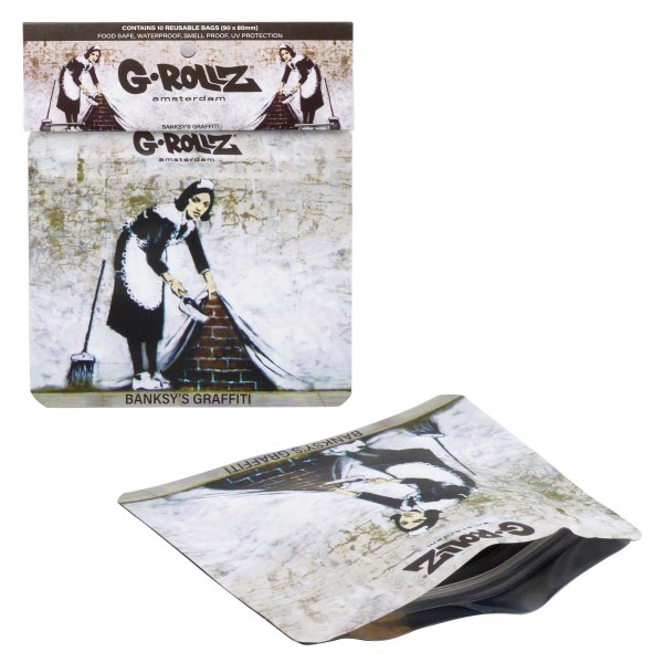 G-Rollz | Sac étanche Banksy&#039;s Graffiti &#039;Camden Maid&#039; 90x80 mm - 10pcs en présentoir