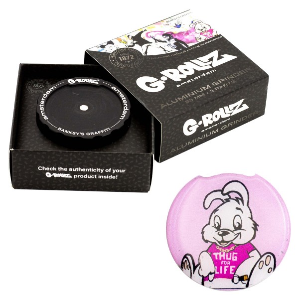 G-Rollz | Banksy Graffiti &#039;Thug For Life&#039; 3part Grinder - 53mm - 6pc In Display