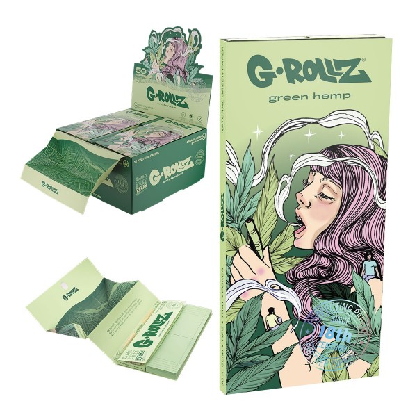 G-Rollz | Collector &#039;Colossal Dream&#039; Organic Green Hemp - 50 KS Slim Papers + Tips &amp; Tray (16 Bookle