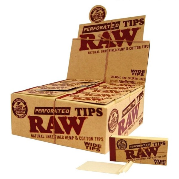 RAW | Wide Tips Perforated Unbleached filtertips 50 tips/booklets per box