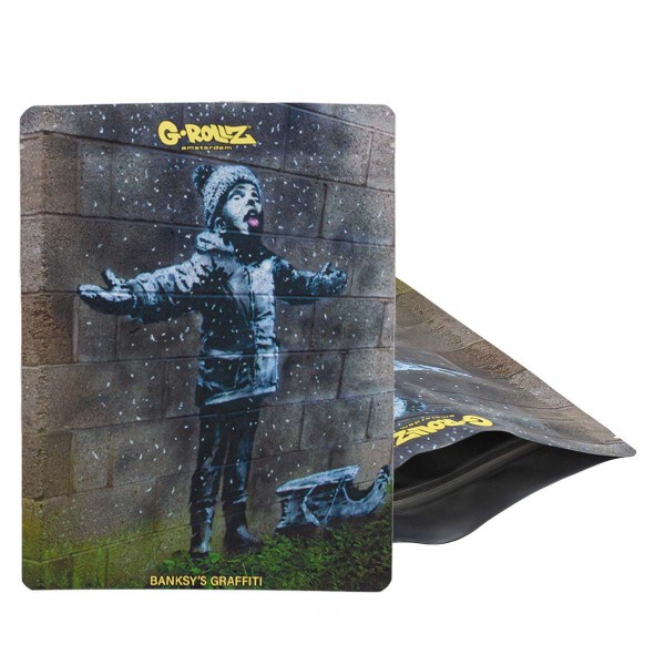 G-Rollz | Banksy&#039;s Graffiti &#039;Season&#039;s Greatings&#039; 150x200 mm Smellproof Bags - 25pcs in Display