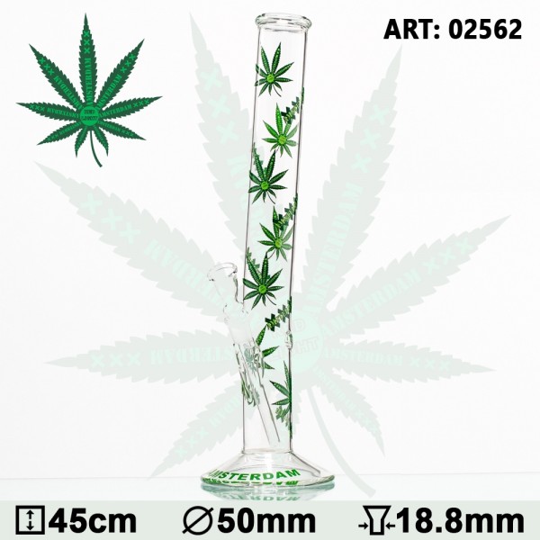 Verde XXX Amsterdam Leaf Glass Bong- Ø:50mm- H:45cm - Socket:18.8mm