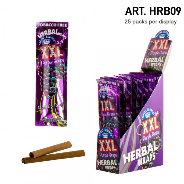 Royal Blunts | Herbal Wraps XXL Purple Grape - 25 packs in display - Each display contains 100 wraps