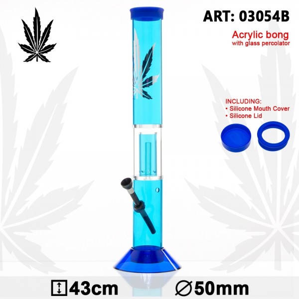 Leaf | Bong Acrylic Leaf - Blue- H:43cm - Ø:50mm - Glass Percolator