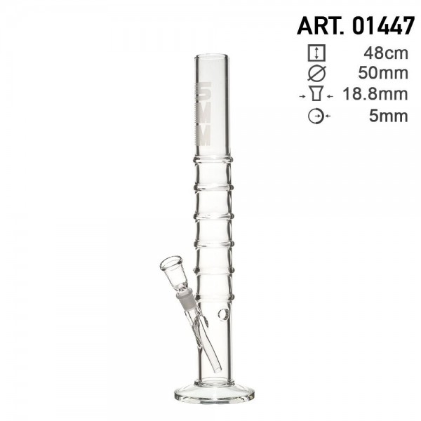 5mm Glass Bong- H:48cm- Ø:50mm -Socket:18.8mm- WT:5mm (circa)