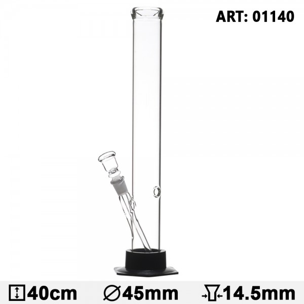 Plain Glass Bong Black Base - H:40cm - Ø:45mm- Socket:14.5mm