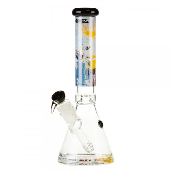 G-Rollz | Banksy&#039;s Graffiti &#039;Bulletproof Dove&#039; - Beaker Bong White H:37cm - Ø:50mm - SG:29.2mm