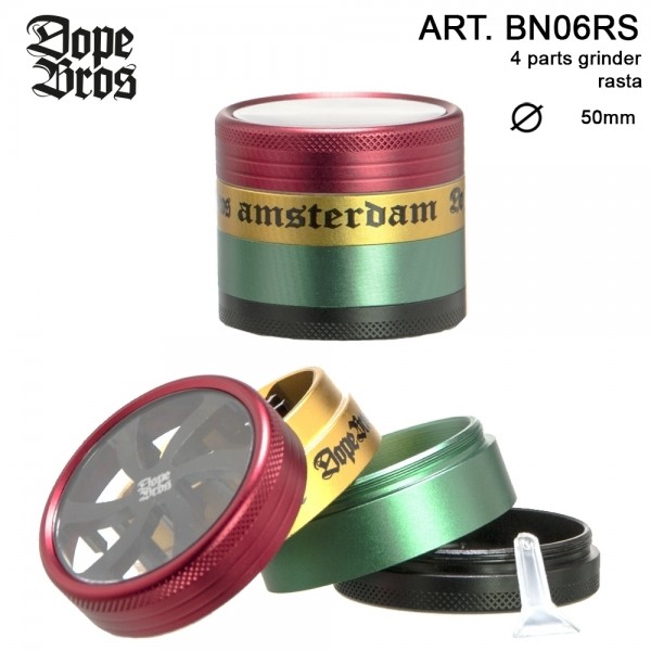 Dope Bros | Grinder Rasta- 4part- Ø:50mm-6pcs/box