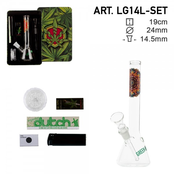| Greenline Bong giftset with 1 x Bong - 1 x Grinder - 1 x lighter - 5 x screen -