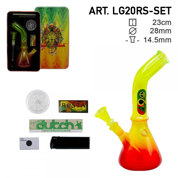 | Four Twenty Rasta Bong giftset with 1 x Bong - 1 x Grinder - 1 x lighter - 5 x screen -