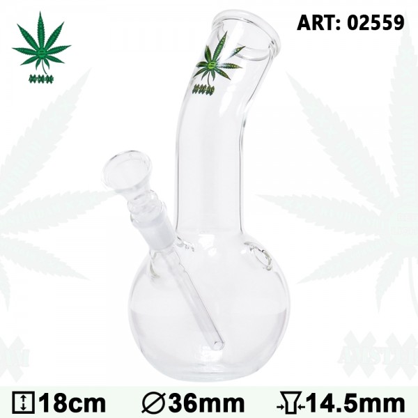 Green XXX Amsterdam Leaf Glass Bong - Ø:36mm - H:18cm- Socket:14.5mm
