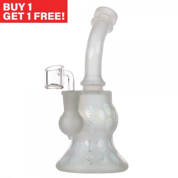 Amsterdam | Limited Edition Mixed White Bent Neck Round Base Bongs - H:20cm - SG:14.5mm