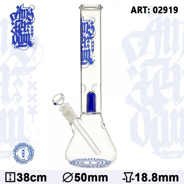 Bong Glass Amsterdam-H:38cm- Ø:50mm-SG:18.8mm-ice noches