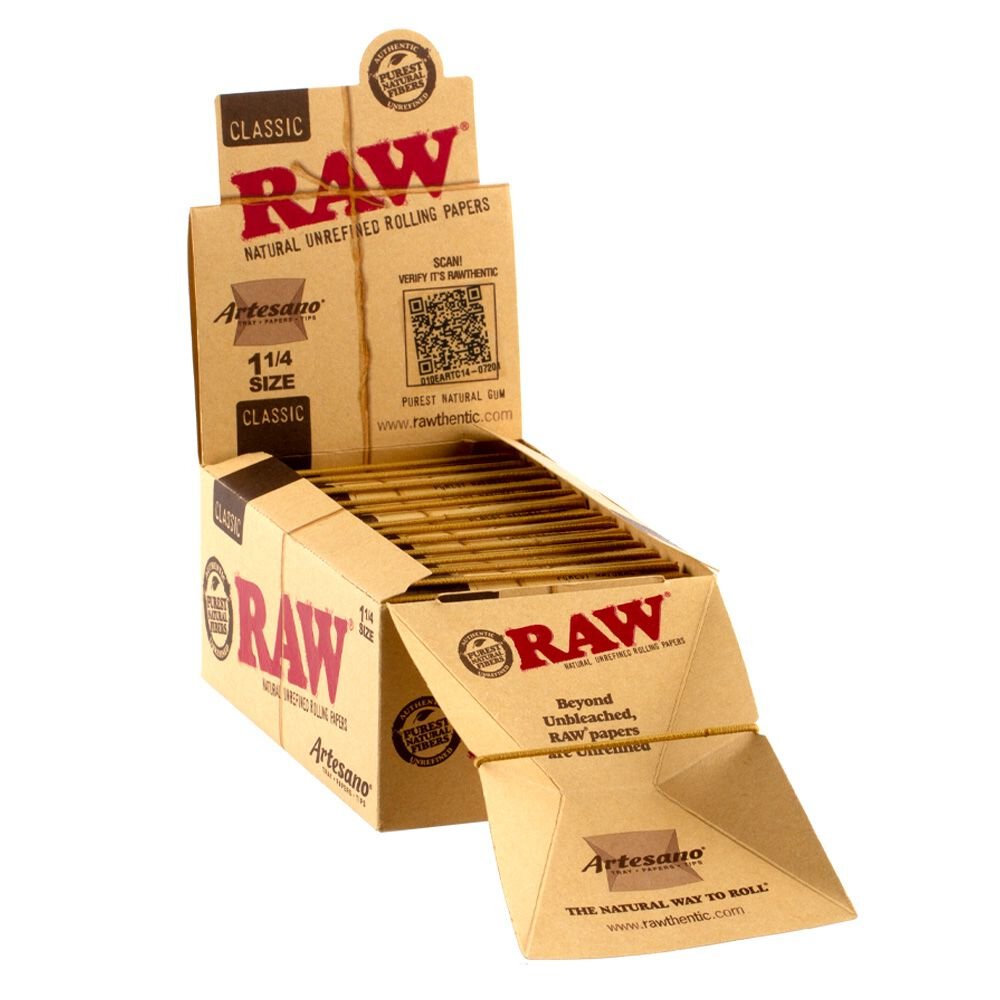 Papers Tips Ful Box of 15 Raw Rolling Paper Artesano King Size Tray