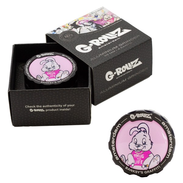 G-Rollz | Banksy Graffiti &#039;Thug For Life&#039; 4part Grinder - 53mm - 6pc In Display