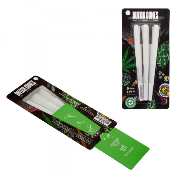 Dutch Cones | 1 1/4 Size White Pre-Rolled Cones 6pcs in pack &amp; 50 packs in Display