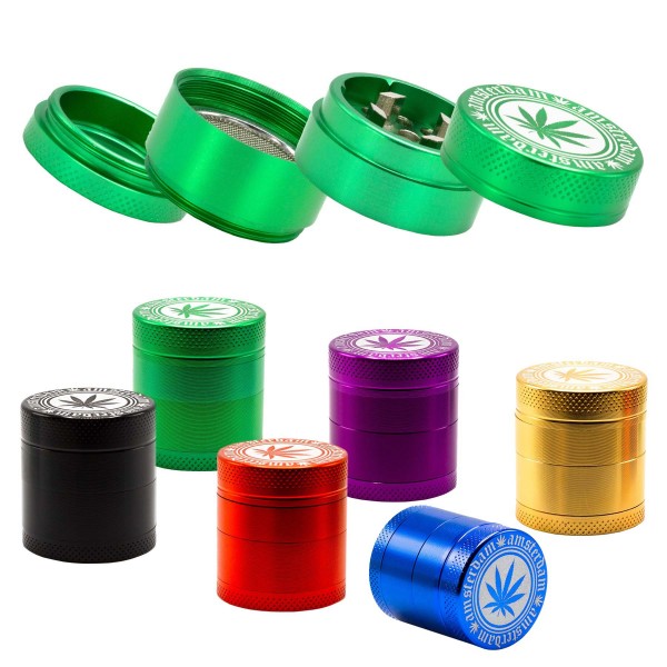 Amsterdam | Leaf Grinders - 4part - Ø:30mm - Mixed Colors - 6pcs/box - 12pcs/display