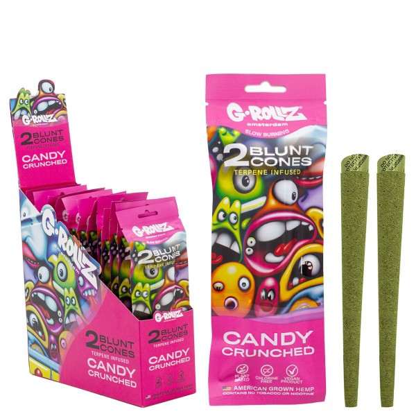 G-Rollz | 2x &#039;Candy Crunched&#039; Terpene-infused Pre-rolled Hemp Cones (12 pack Display, 24 wraps)