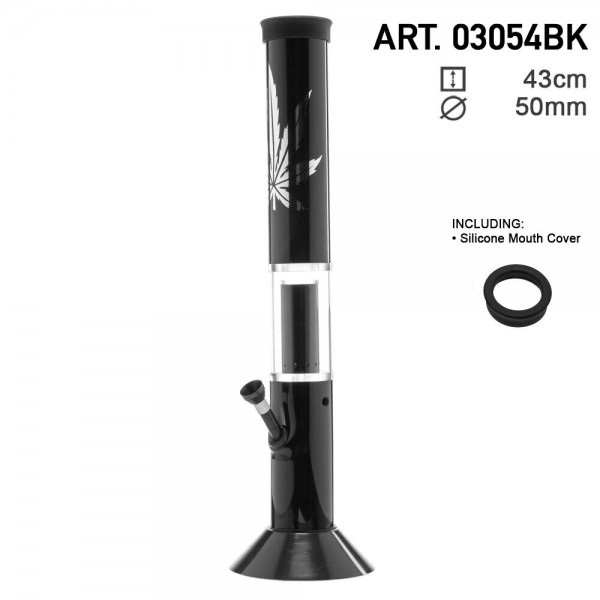 Bong Acrylic Leaf - Black- H:43cm - Ø:50mm - Glass Percolator
