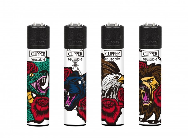 Clipper | Hardcore Jungle refillable lighters with mixed designs - 48pcs in display