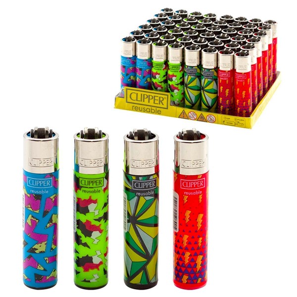 Clipper | Random Patterns refillable lighters with mixed designs - 48pcs in display
