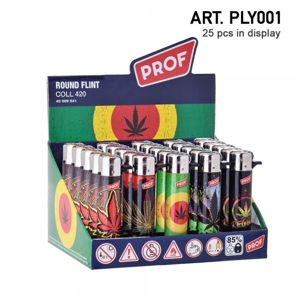 Prof | Round flint lighters 25 pcs in a display
