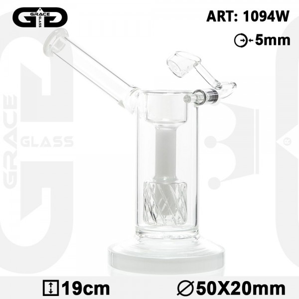 Grace Glass | Sidecar Bubbler- White- H:19cm - Ø:50mm - Silthole drum percolator - Reversable bowl