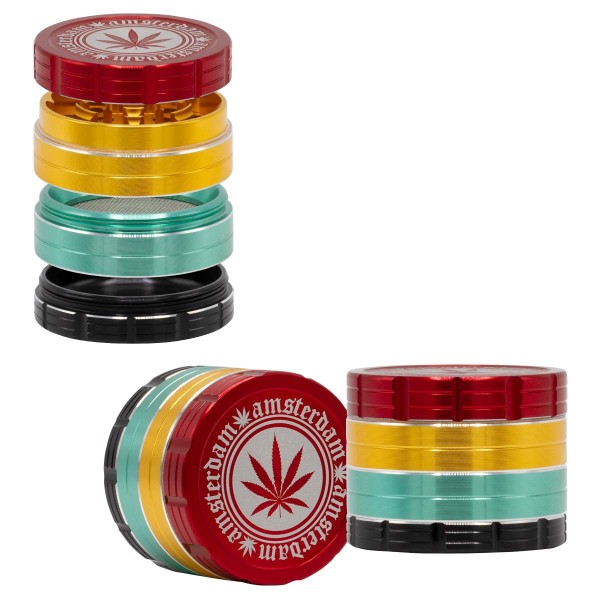 Grace Glass Amsterdam | Rasta Grinder- 4part- Ø:50mm- 12pcs/box